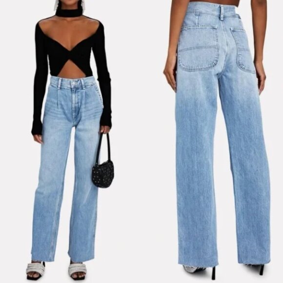 RE/DONE Utility Loose Straight-Leg Jeans Raw Hem - Vintage Fade - sz 26 NWT